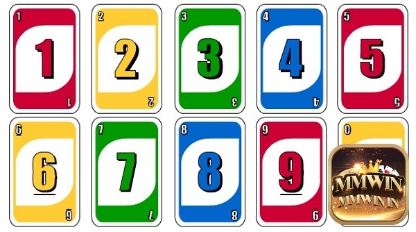 Thẻ bài uno có số từ 0 đến 9: Điểm bằng với số có trên các lá bài. 