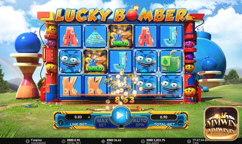 Giao diện chính của slot game Lucky Bomber