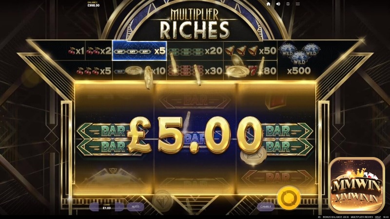 Nhân 5 tỷ lệ trả thưởng cho người chơi trong slot game Multiplier Riches